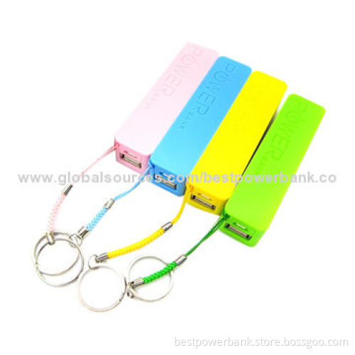 5V/1A Single USB Port 2,600mAh Power Banks with Stainless Steel Keychain